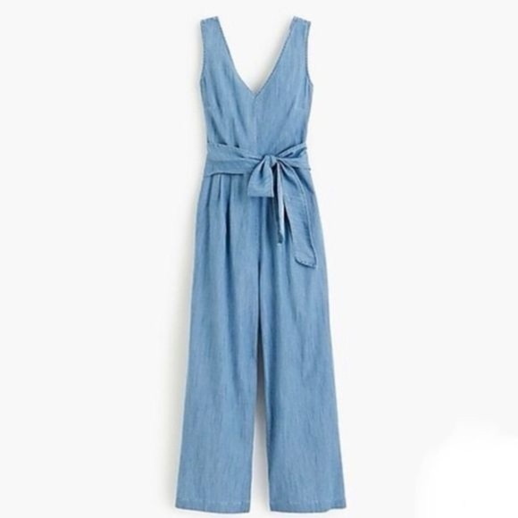 J. Crew Chambray Tie Jumpsuit- Size 2 - Picture 3 of 9